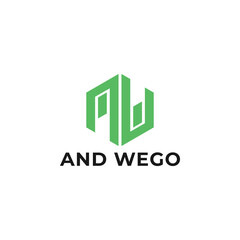 Abstract initial letter AW or WA logo in green color isolated in white background applied for mortgage company logo also suitable for the brands or companies have initial name WA or AW. - obrazy, fototapety, plakaty
