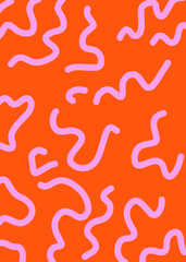 Orange Squiggly Abstracts Shape Background 
