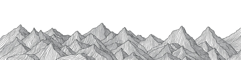 Mountain line arts background design. Vector illustration. - obrazy, fototapety, plakaty