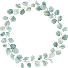 Beautiful png isolated clip art image with watercolor hand drawn laurel wreath.