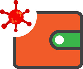 wallet virus flat icon