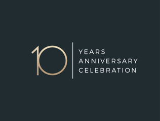 Ten years celebration event. 10 years anniversary sign. Vector design template.