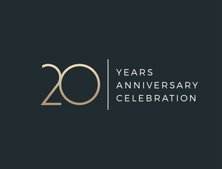 Twenty years celebration event. 20 years anniversary sign. Vector design template.
- 548935343