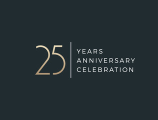 Twenty  five years celebration event. 25 years anniversary sign. Vector design template.
