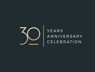 Thirty years celebration event. 30 years anniversary sign. Vector design template.
 - obrazy, fototapety, plakaty