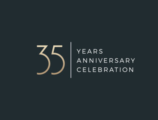 Thirty five years celebration event. 35 years anniversary sign. Vector design template.
 - obrazy, fototapety, plakaty