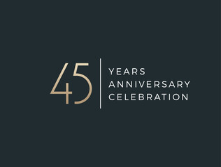 Forty five years celebration event. 45 years anniversary sign. Vector design template.
 - obrazy, fototapety, plakaty