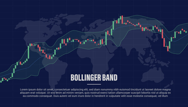 bollinger band indicator for stock market trading with candle stick and modern flat style