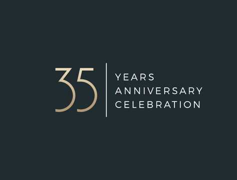 Thirty five years celebration event. 35 years anniversary sign. Vector design template.
