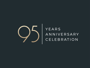 Ninety five years celebration event. 95 years anniversary sign. Vector design template.
