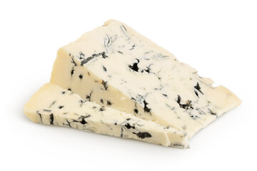 Blue cheese gorgonzola isolated on white background with full depth of field.