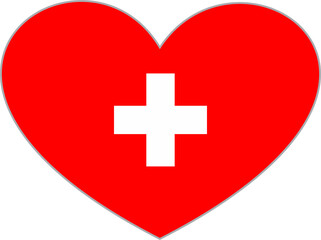 Obraz premium Switzerland flag heart shape PNG 7