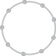 Naklejka premium Round rope frame isolated on white background. Twisted cord