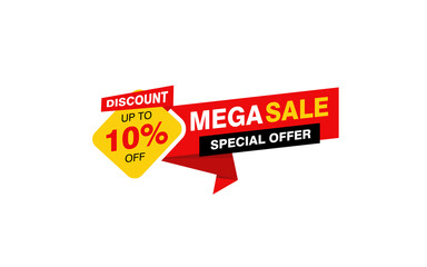 10 Percent discount offer, clearance, promotion banner layout with sticker badge.