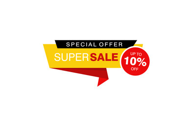 10 Percent discount offer, clearance, promotion banner layout with sticker badge.