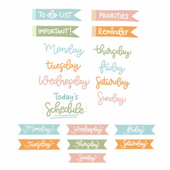 Set of Journal Planner Labels in Bright Cheerful Colors