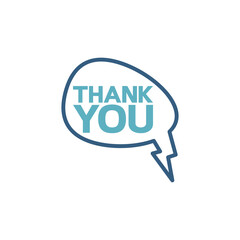 Thank you, speech bubble isolated on white background