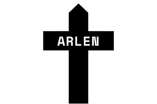 Arlen: Illustration eines schwarzen Kreuzes mit dem Vornamen Arlen