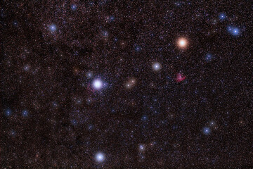 Milky Way stars and constellations on evening sky.