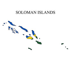 Solomon Islands map vector illustration. Global economy. Famous country. Oceania region. Polynesian island. Micronesian