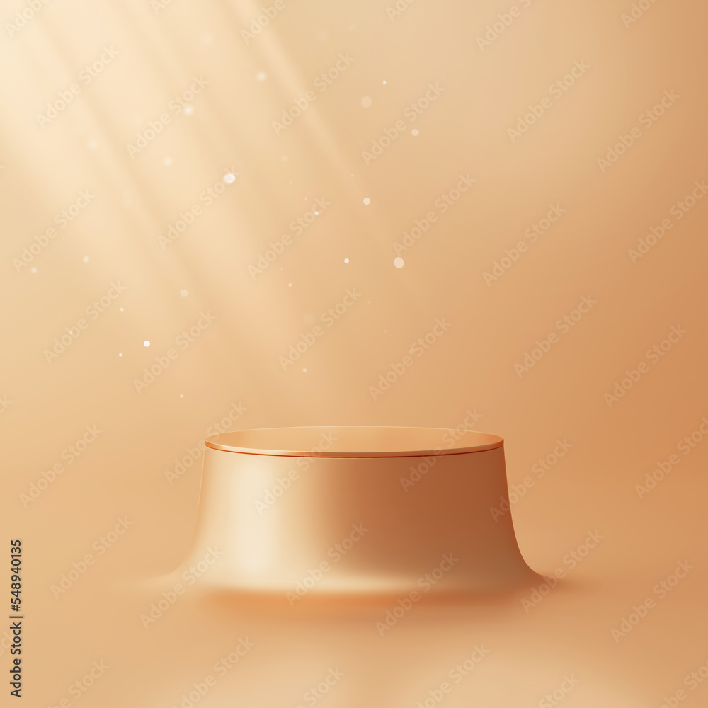 Fototapete gold luxury podium abstract sparkle light on golden stage 3d background with product display present