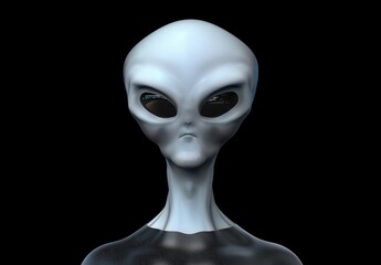 Gray Alien ET extraterrestrial. Extremely detailed and realistic high resolution 3d illustration.