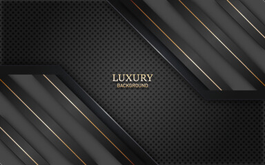 Elegant black luxury background with golden line decoration