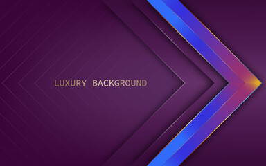 Abstract modern 3d arrow colorful gradient on purple overlaps background. Vector illustration
