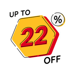 Vector of discount up to 22%, suitable for advertising content