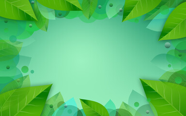 Fototapeta na wymiar green leaves frame background
