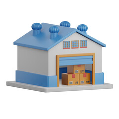 3d rendering warehouse isolated useful for ecommerce, shopping and business online design