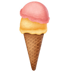 ice cream cone illustration isolated on transparent background 