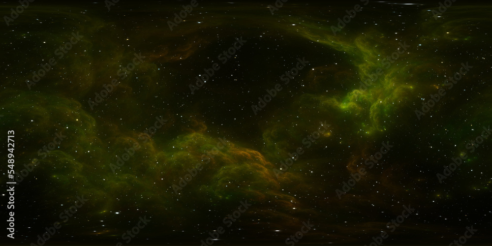 Poster 360 degree full sphere panoramic deep outer space background with giant nebula, equirectangular proj