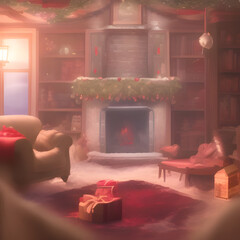 christmas living room, Made by AI, Artificial Intelligence

