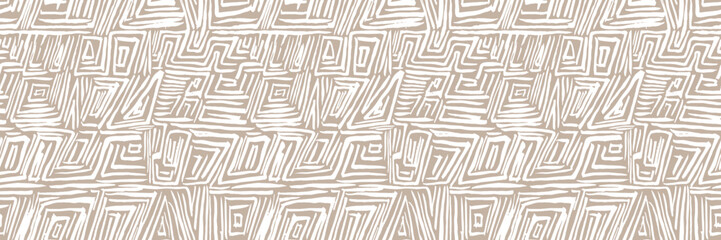 Grunge doodles pattern. Tribal ornament seamless pattern. Grunge ethnic background. Boho hippie style pattern. Modern fabric design. 80s or 90s clothes fabric. Contemporary ornaments.
