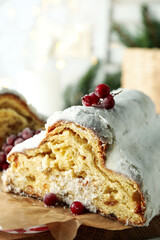 Concept of German dessert - Stollen, close up