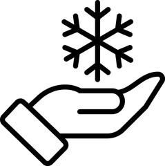 Snowflake in hand linear icon