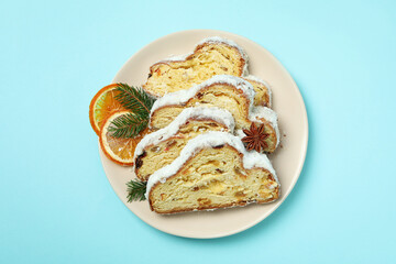Concept of German dessert - Stollen, top view