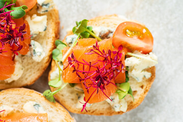 canape with salted salmon and herbs