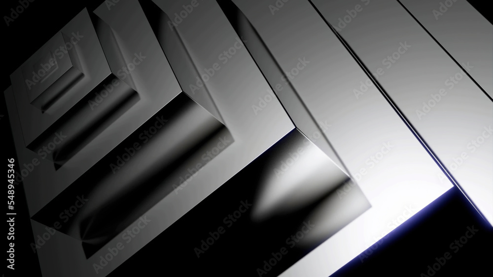 Poster silver color of pyramid shape fractal figures moving one by one. design. monochrome pattern with mov