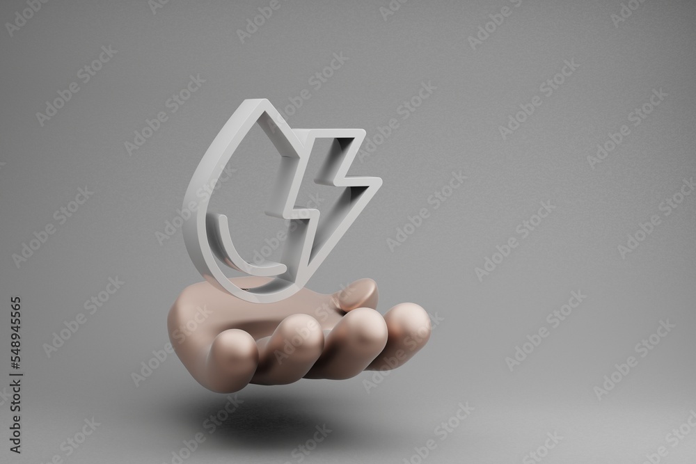 Leinwandbilder beautiful abstract illustrations golden hand holding clean energy water symbol icon on a gray backgr
