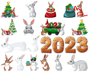 Set of 2023 new year element icon