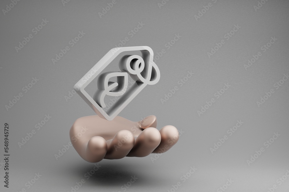 Leinwandbilder beautiful abstract illustrations golden hand holding badge clean energy symbol icon on a gray backgr