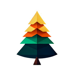 Obraz premium Flat Christmas tree cartoon wallpaper. Modern flat design in winter. Minimalist winter wallpapers