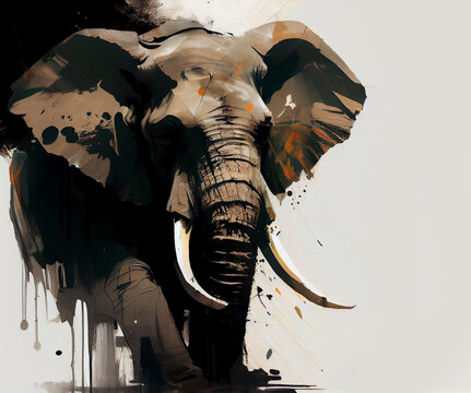 Illustration afrikanischer Elefant mit dicken Pinselstrichen