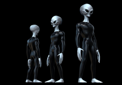 Alien Gray Humanoid ET Extraterrestrial character. Extremely detailed and realistic very high resolution 3d illustration