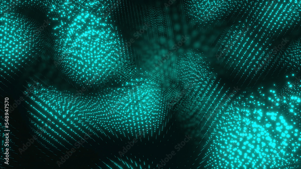 Poster concept view of neurons firing in an artificial intelligence, deep learning neural network. design. 