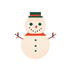 Flat Christmas Snowman cartoon wallpaper. Modern flat design in winter. Minimalist winter wallpapers