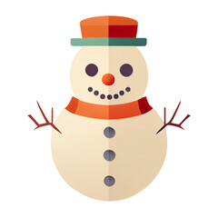 Flat Christmas Snowman cartoon wallpaper. Modern flat design in winter. Minimalist winter wallpapers