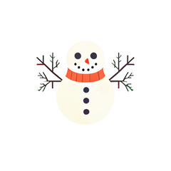 Flat Christmas Snowman cartoon wallpaper. Modern flat design in winter. Minimalist winter wallpapers